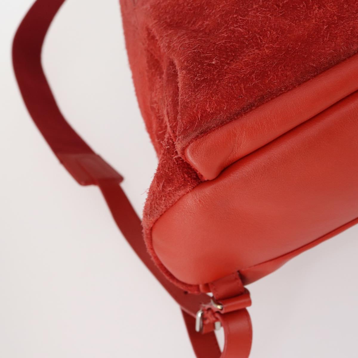 BALENCIAGA Backpack Suede Red Silver Auth bs29626