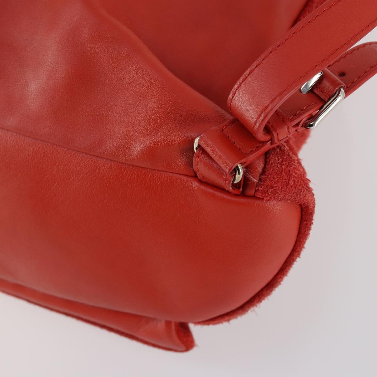 BALENCIAGA Backpack Suede Red Silver Auth bs29626