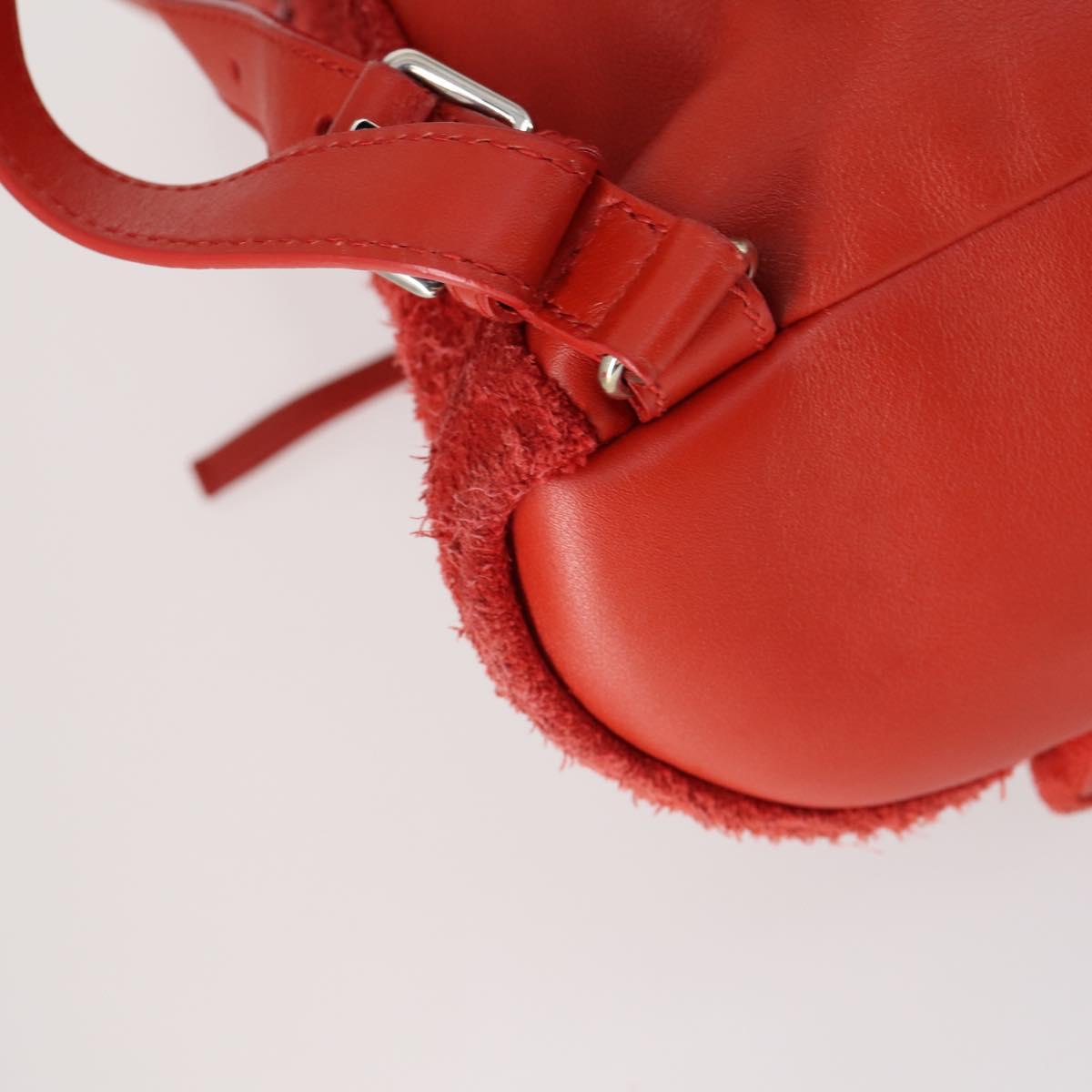 BALENCIAGA Backpack Suede Red Silver Auth bs29626