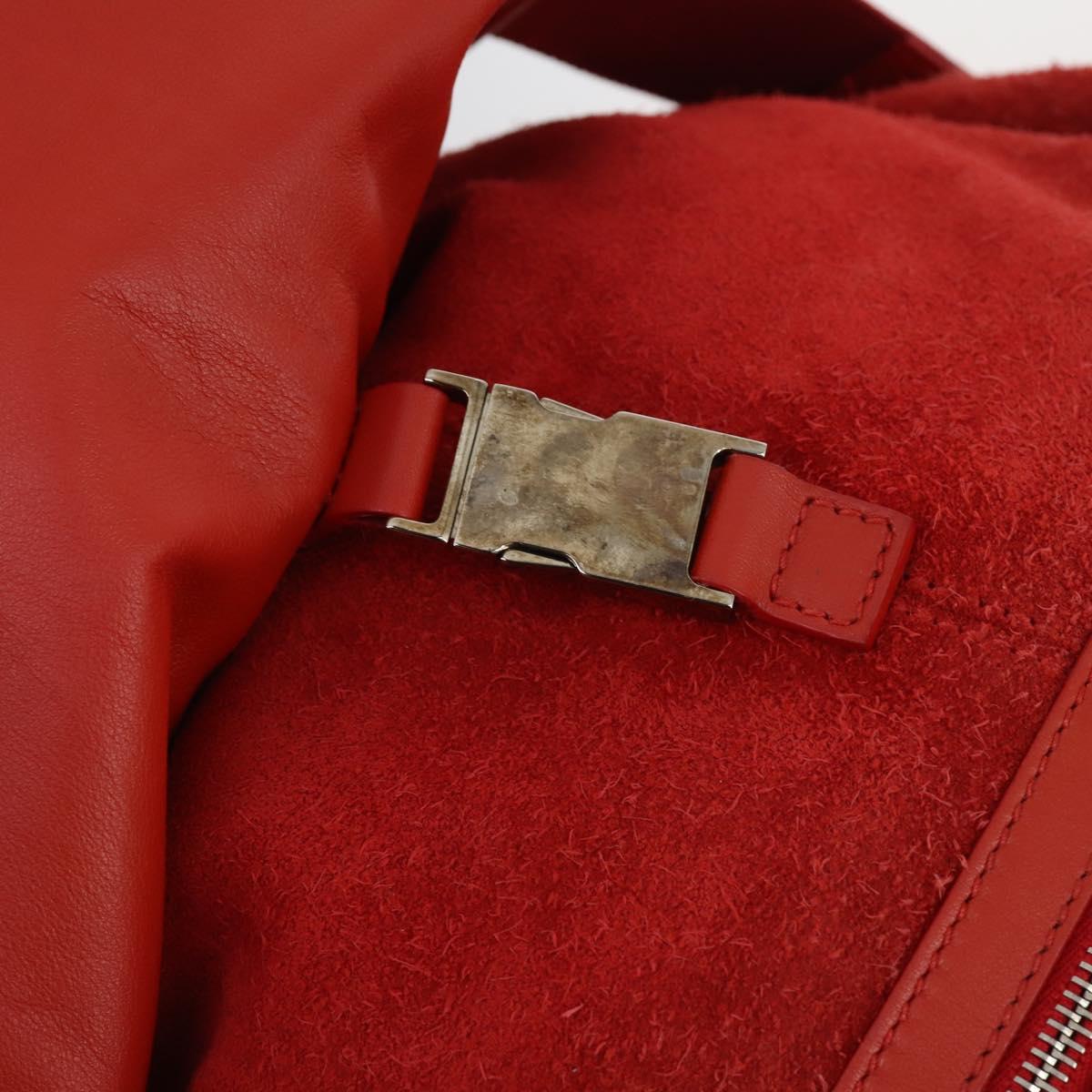 BALENCIAGA Backpack Suede Red Silver Auth bs29626