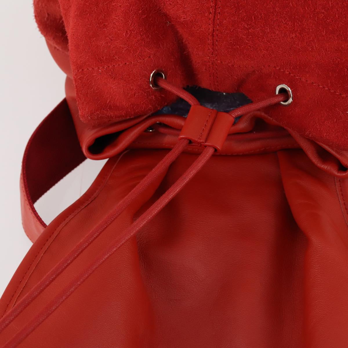 BALENCIAGA Backpack Suede Red Silver Auth bs29626