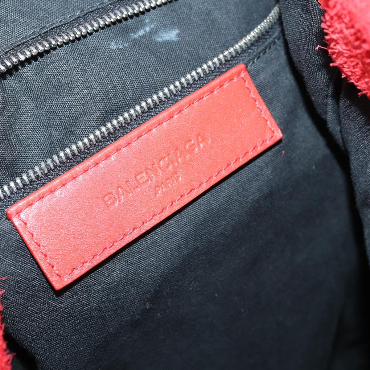BALENCIAGA Backpack Suede Red Silver Auth bs29626