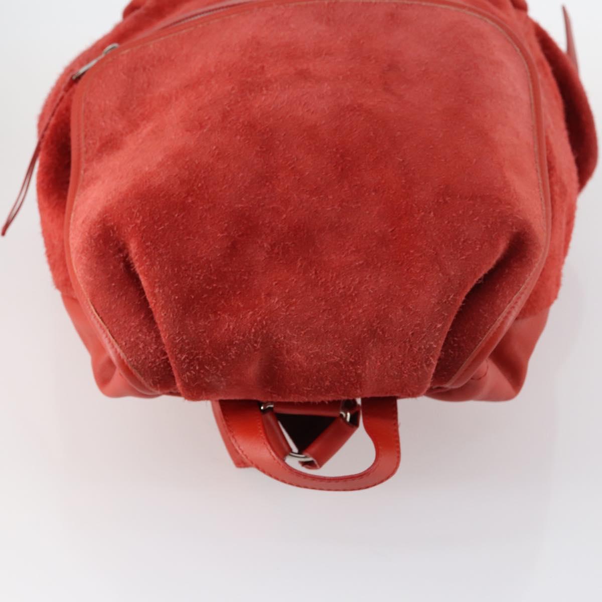 BALENCIAGA Backpack Suede Red Silver Auth bs29626