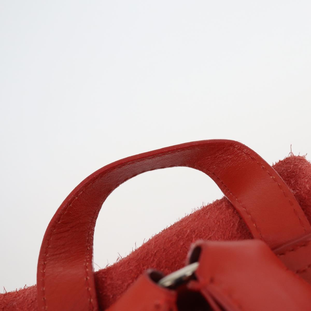 BALENCIAGA Backpack Suede Red Silver Auth bs29626