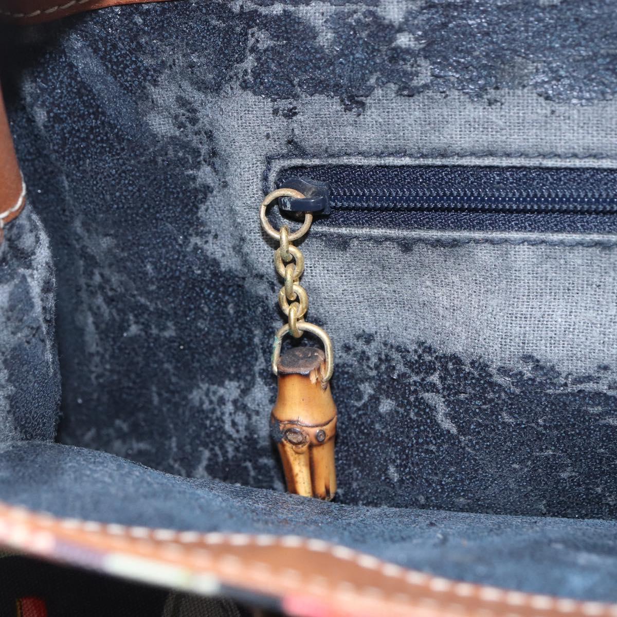GUCCI Tote Bag Canvas Blue Gold 002 2040 0307 Auth bs29630