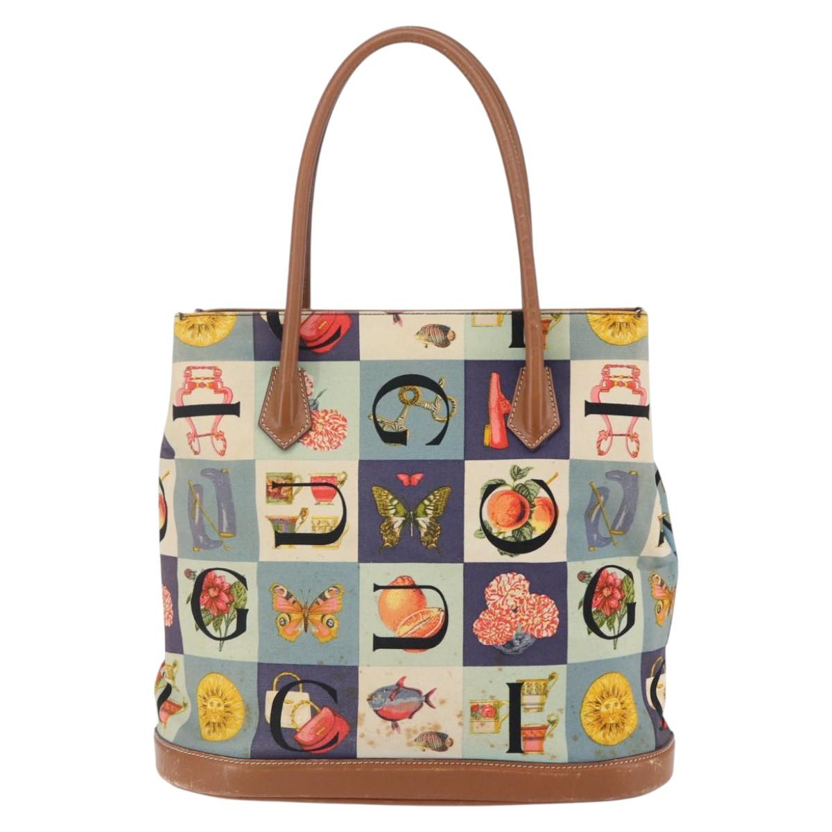 GUCCI Tote Bag Canvas Blue Gold 002 2040 0307 Auth bs29630