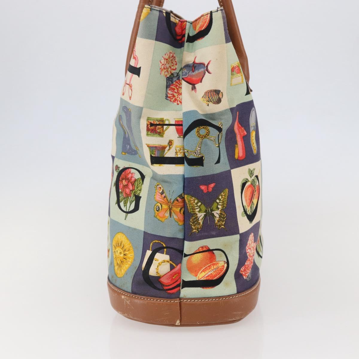 GUCCI Tote Bag Canvas Blue Gold 002 2040 0307 Auth bs29630