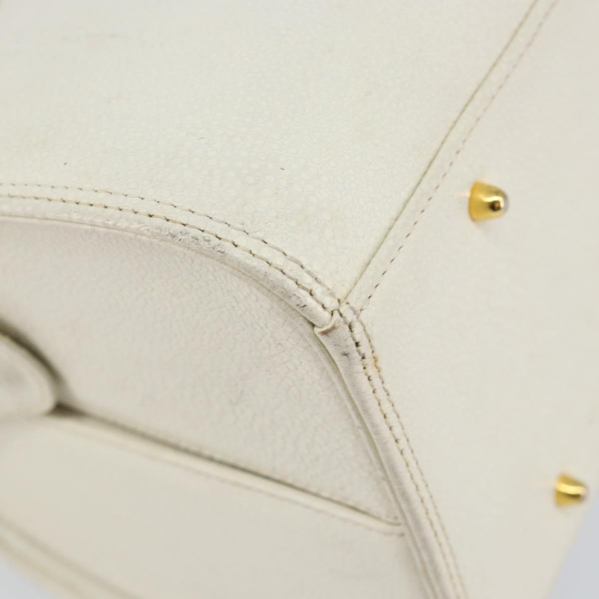 VALENTINO Hand Bag Leather White Gold Auth bs29636