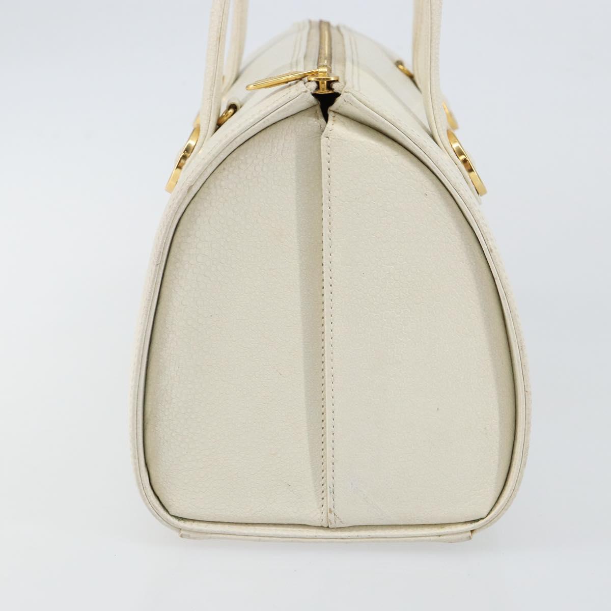 VALENTINO Hand Bag Leather White Gold Auth bs29636