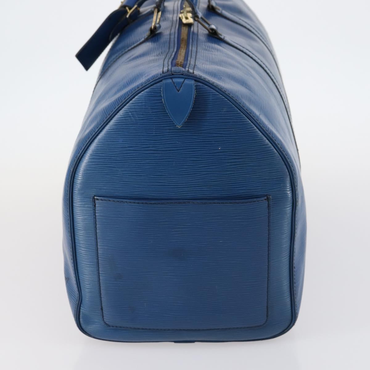 LOUIS VUITTON Epi Keepall 50 Boston Bag Blue M42965 LV Auth bs29642