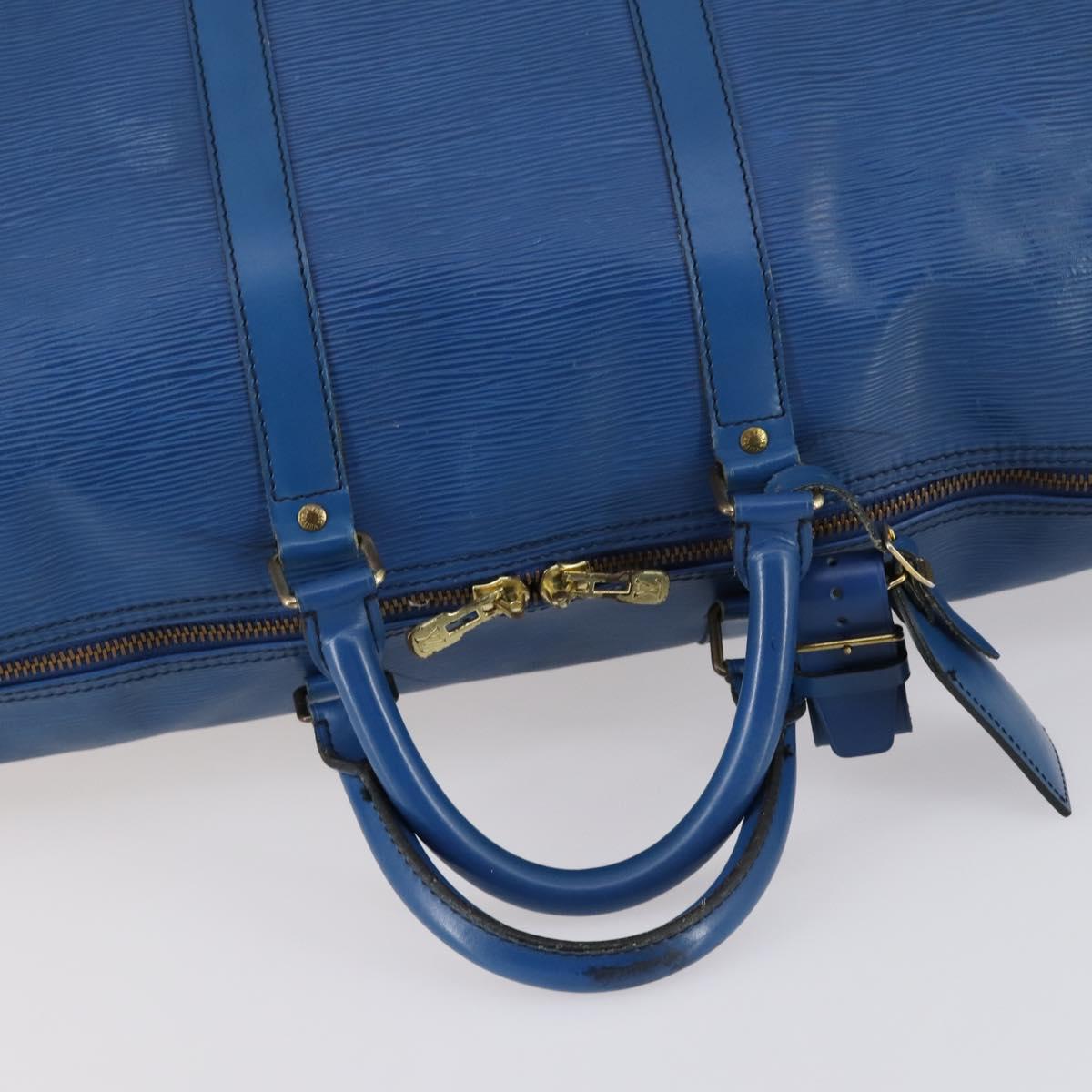 LOUIS VUITTON Epi Keepall 50 Boston Bag Blue M42965 LV Auth bs29642