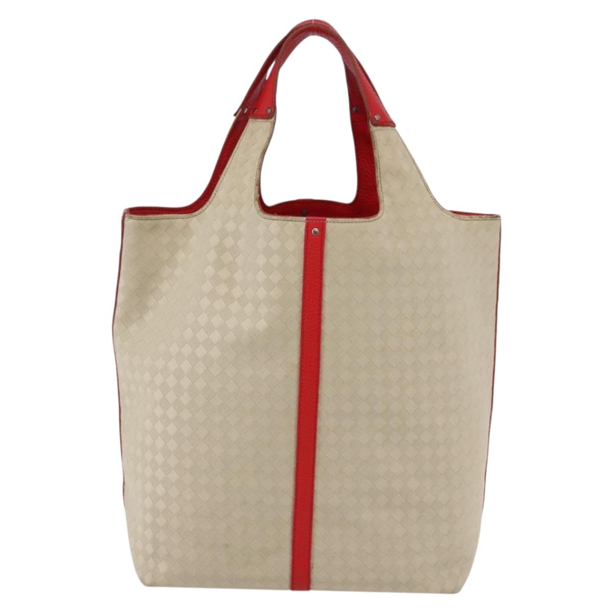 BOTTEGA VENETA INTRECCIATO Tote Bag Canvas Beige Silver Auth bs29655
