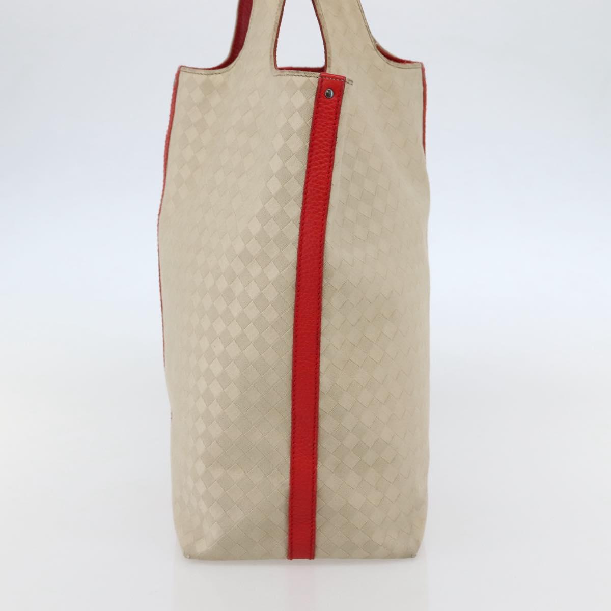 BOTTEGA VENETA INTRECCIATO Tote Bag Canvas Beige Silver Auth bs29655