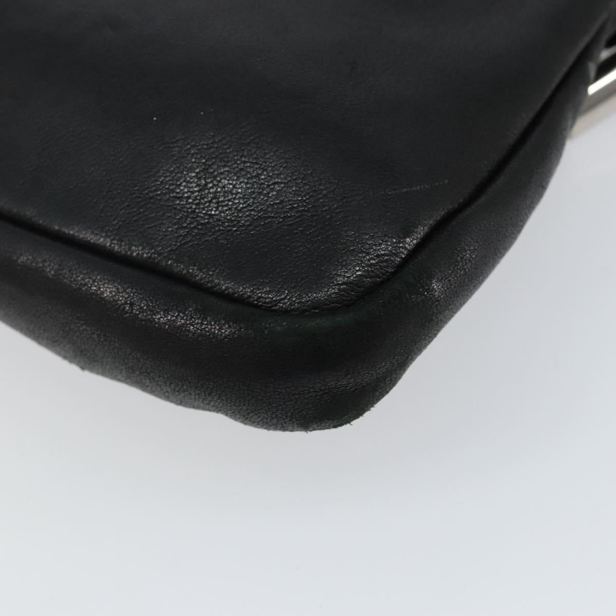 Jimmy Choo Star Studs Clutch Bag Leather Black Silver Auth bs29658