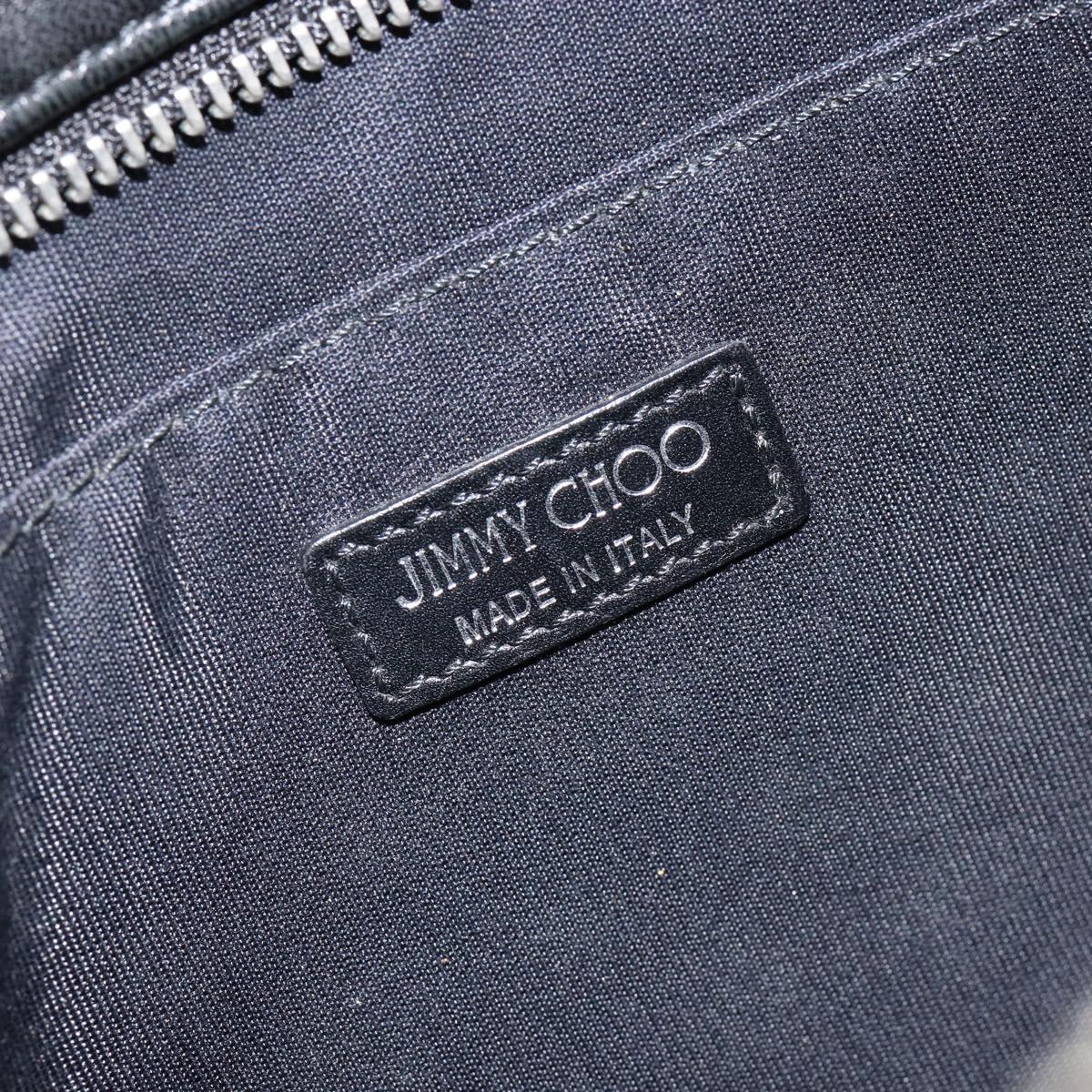 Jimmy Choo Star Studs Clutch Bag Leather Black Silver Auth bs29658