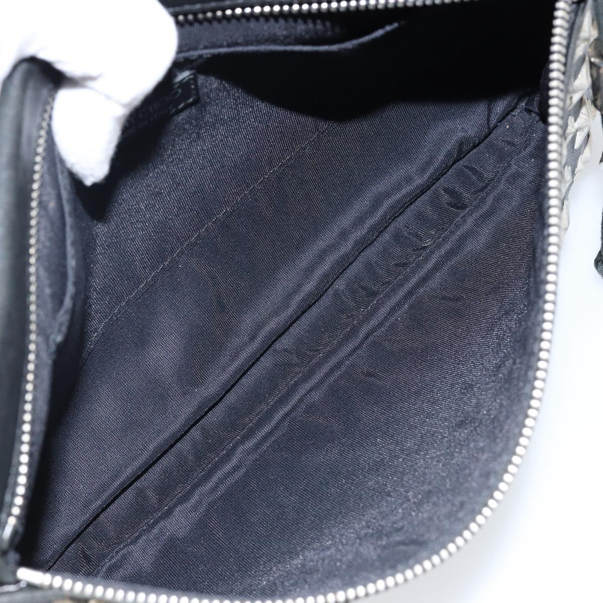 Jimmy Choo Star Studs Clutch Bag Leather Black Silver Auth bs29658