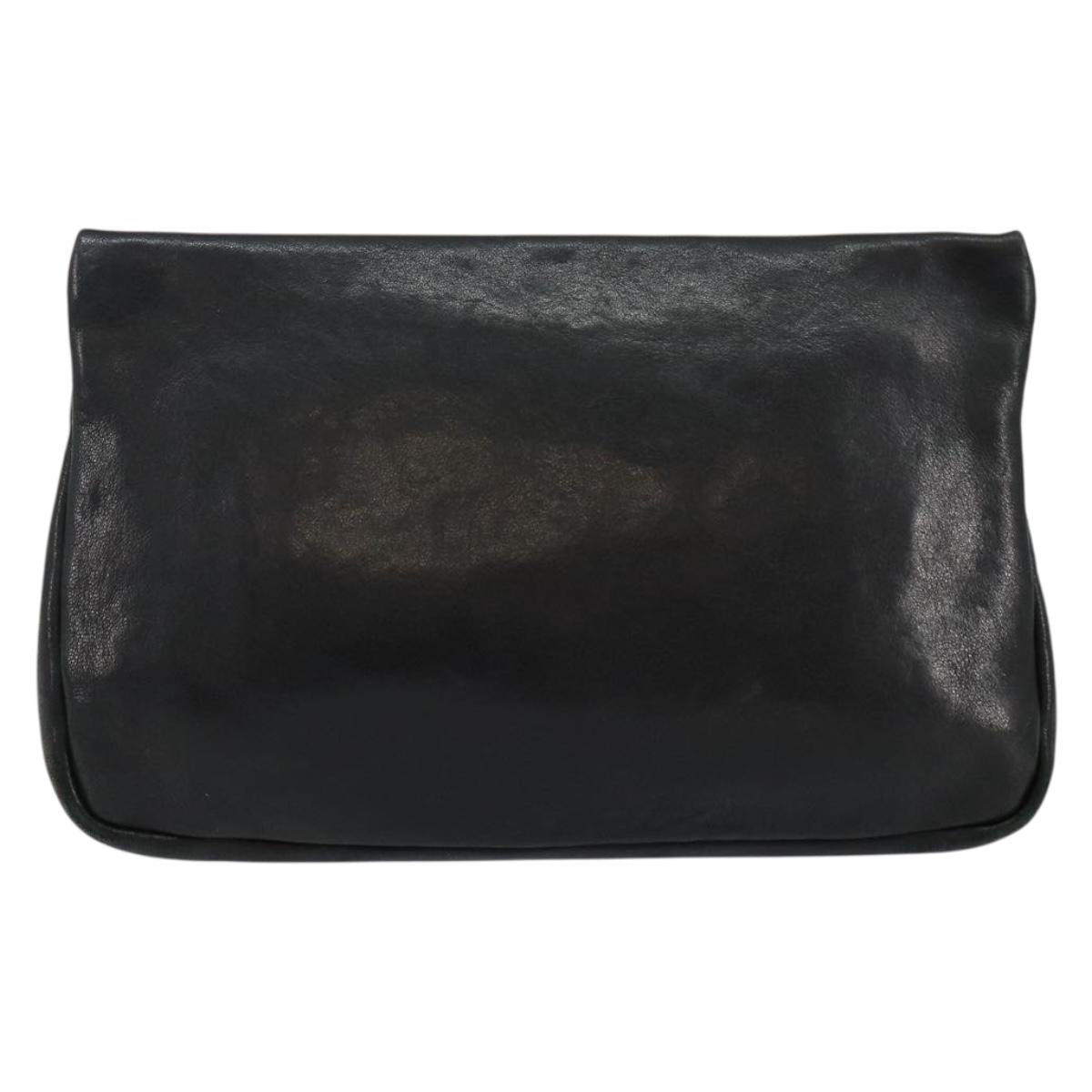 Jimmy Choo Star Studs Clutch Bag Leather Black Silver Auth bs29658