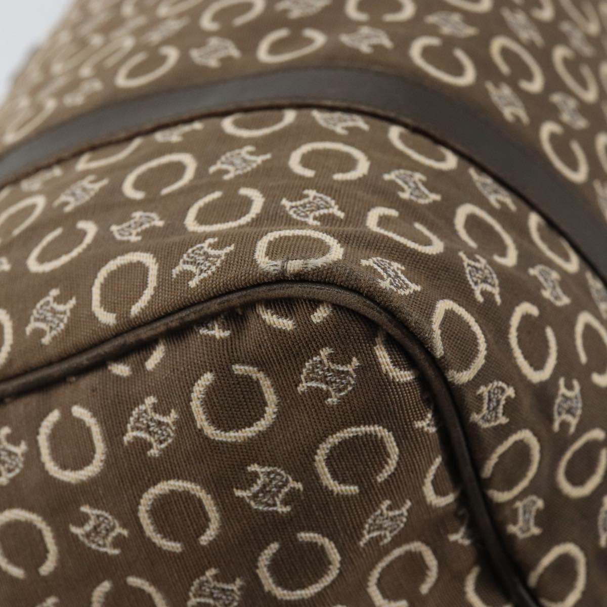 CELINE C Macadam Canvas Mini Boston Bag Brown Gold Auth bs29659