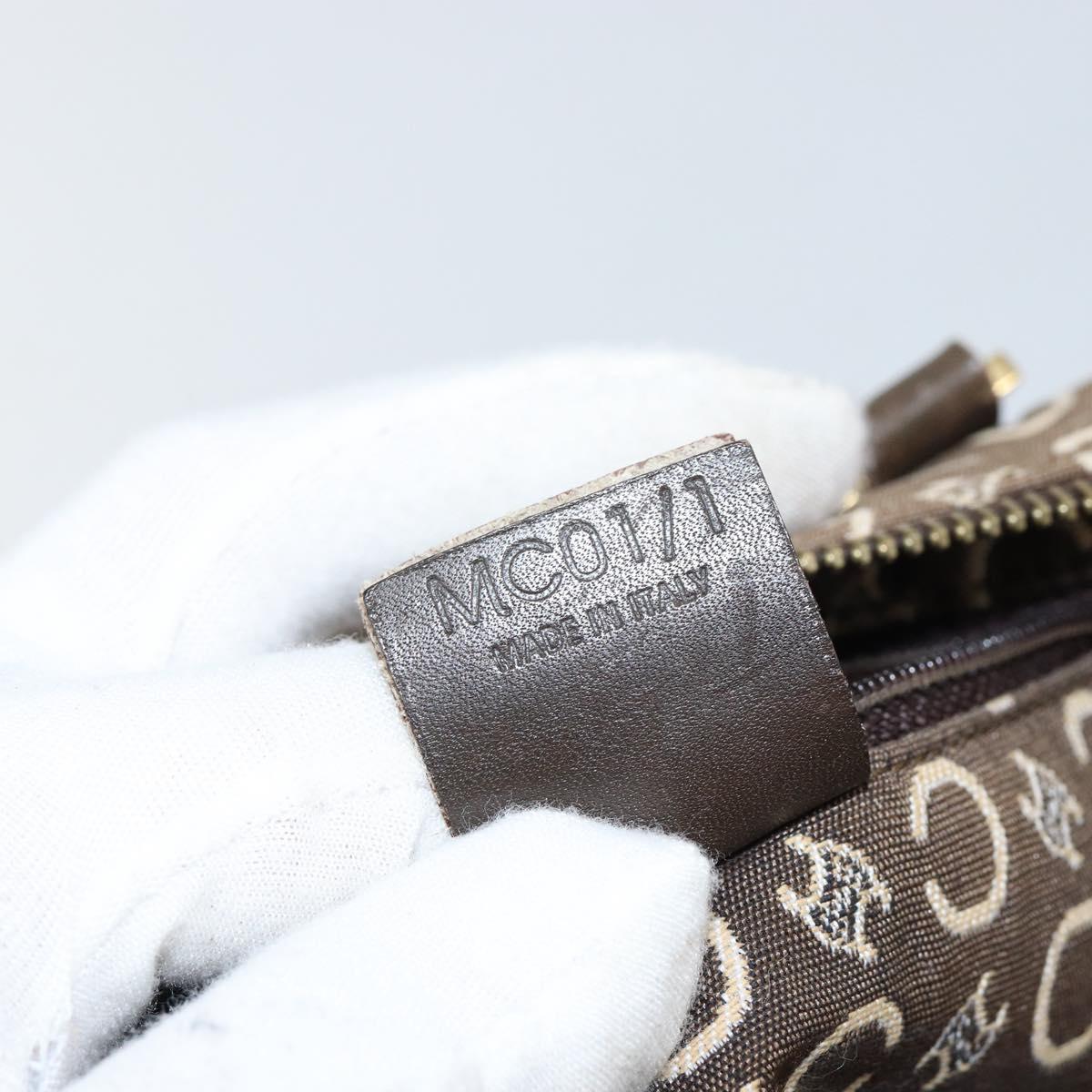 CELINE C Macadam Canvas Mini Boston Bag Brown Gold Auth bs29659