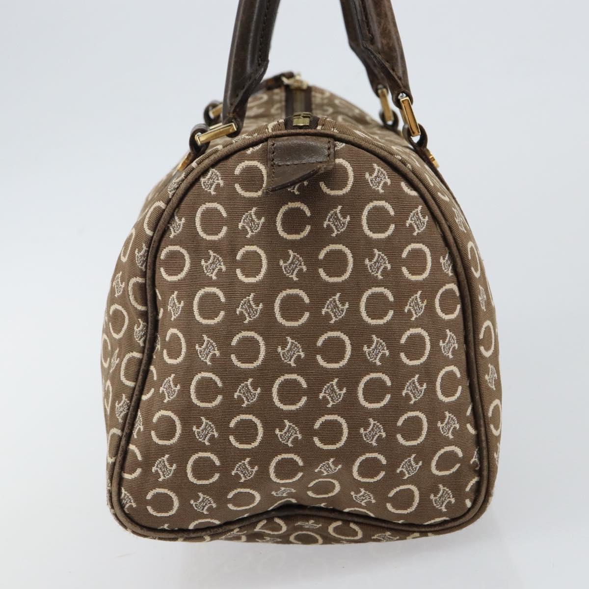 CELINE C Macadam Canvas Mini Boston Bag Brown Gold Auth bs29659
