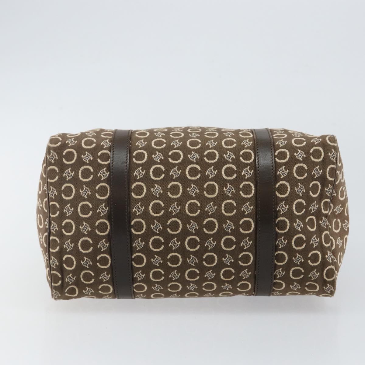 CELINE C Macadam Canvas Mini Boston Bag Brown Gold Auth bs29659