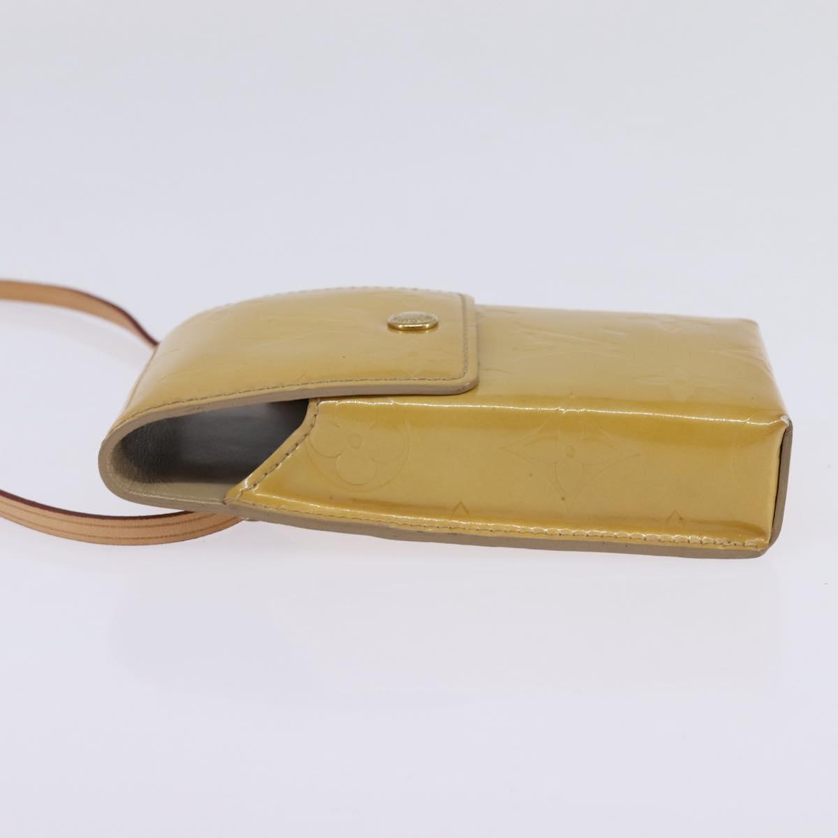 LOUIS VUITTON Monogram Vernis Green Cigarette Case Beige M91048 LV Auth bs29664