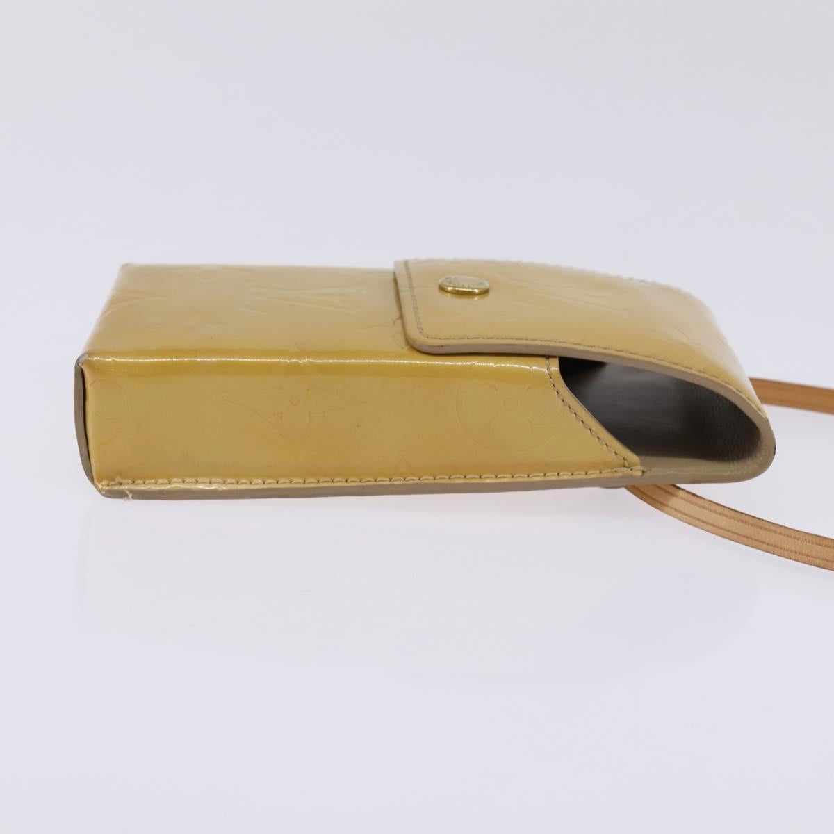 LOUIS VUITTON Monogram Vernis Green Cigarette Case Beige M91048 LV Auth bs29664