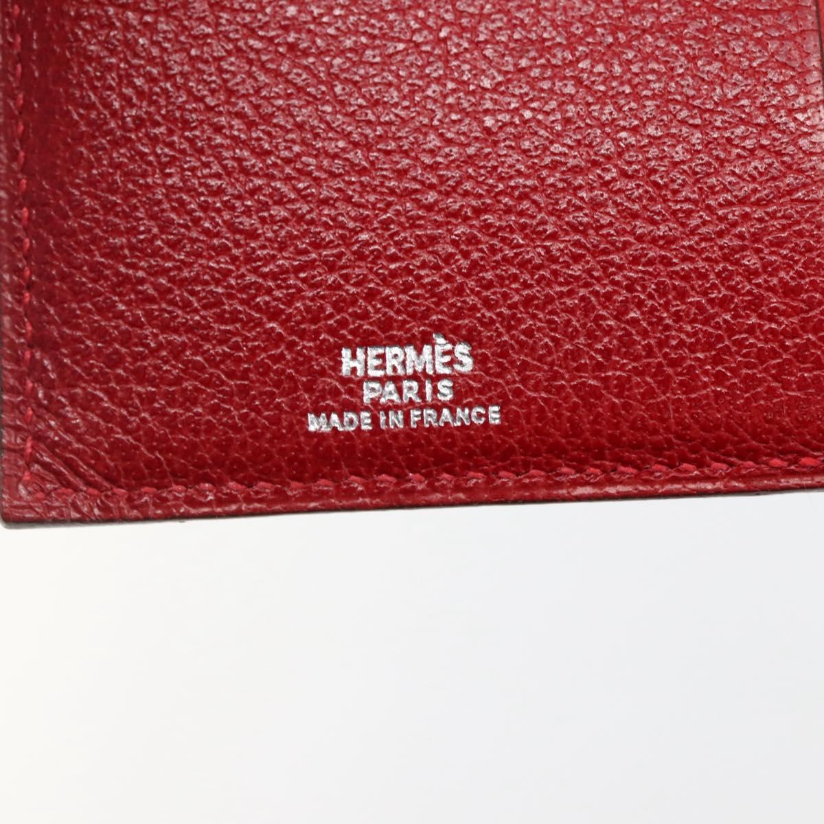 HERMES CD Case Leather Red Silver Auth bs29665