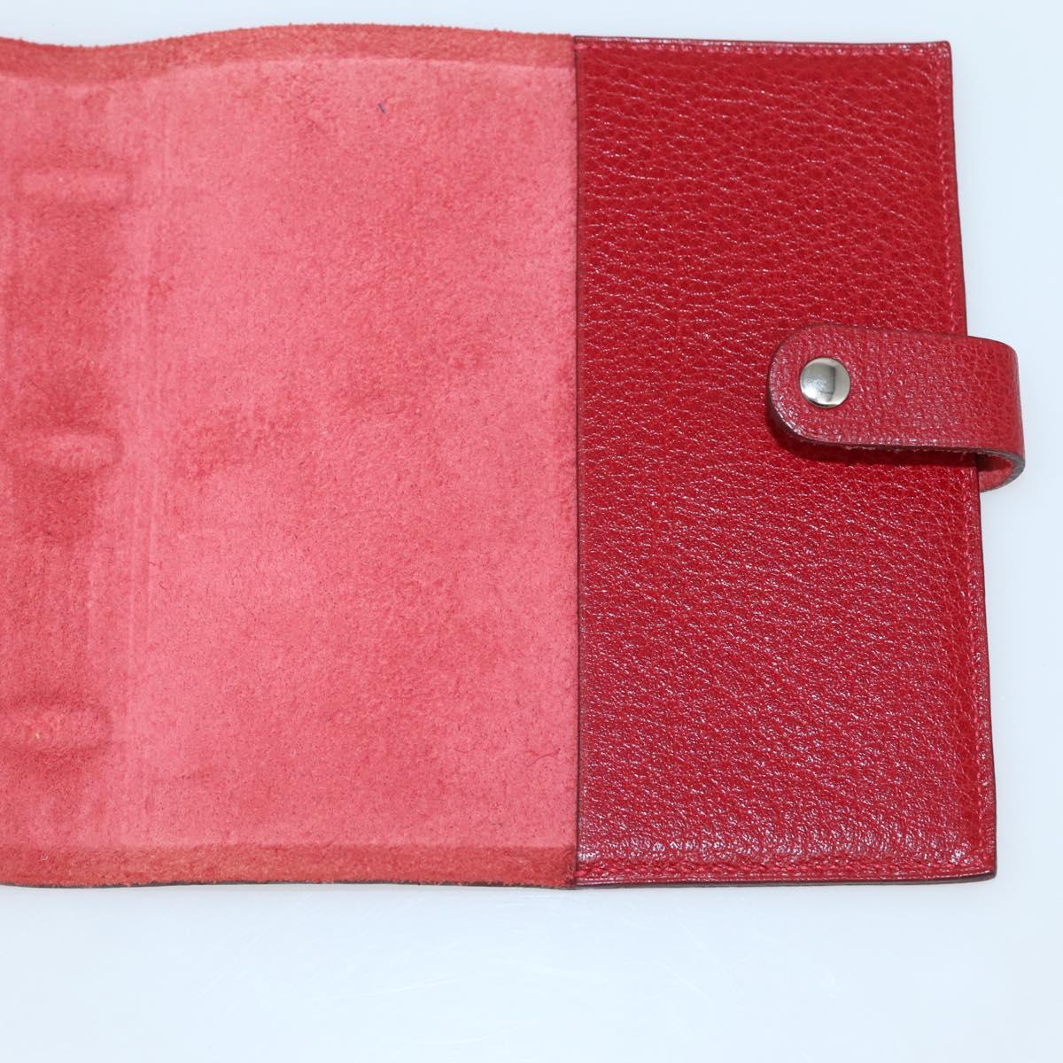 HERMES CD Case Leather Red Silver Auth bs29665