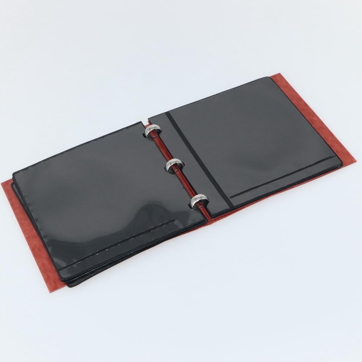 HERMES CD Case Leather Red Silver Auth bs29665