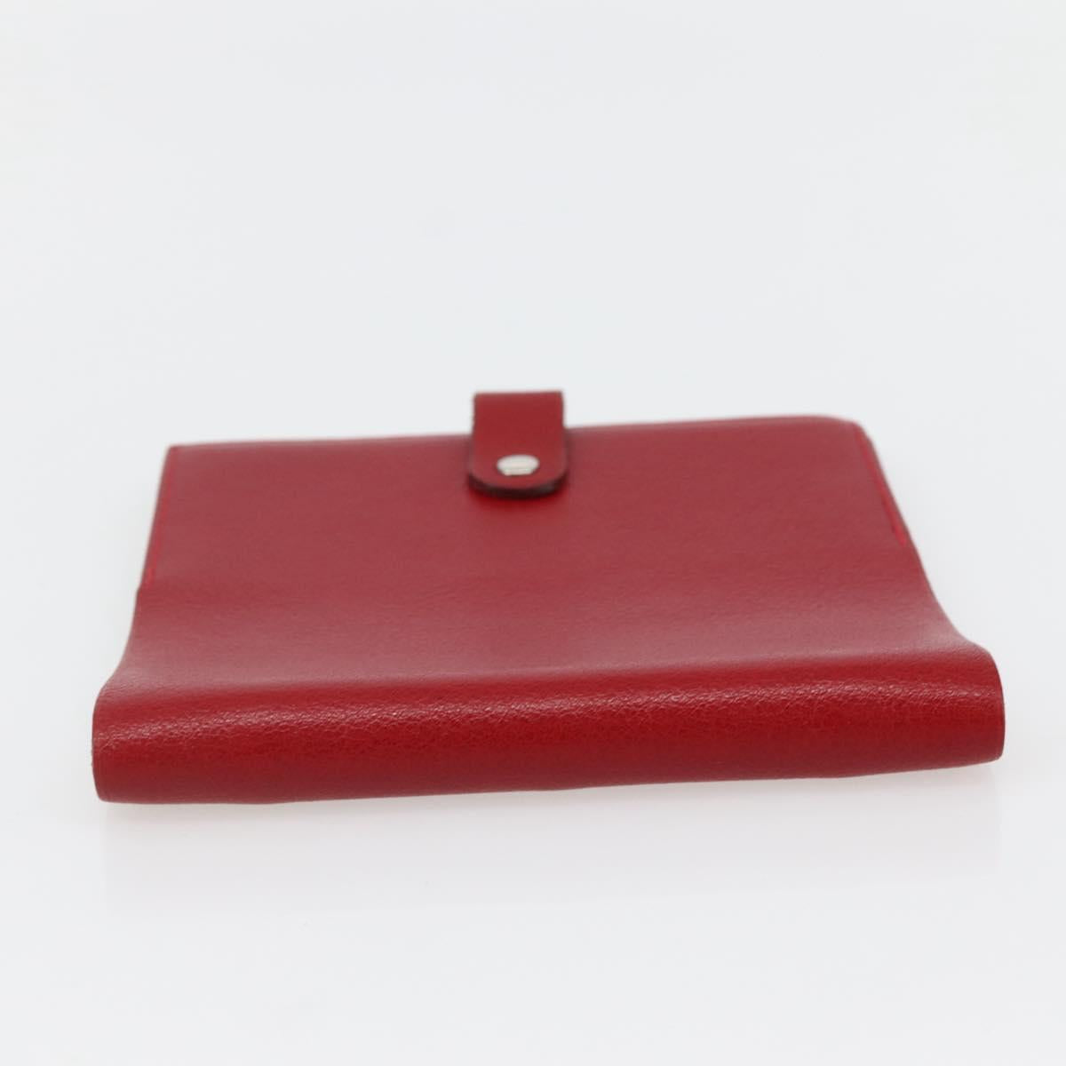 HERMES CD Case Leather Red Silver Auth bs29665