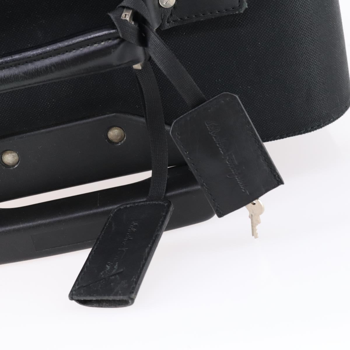 Salvatore Ferragamo Suitcase Canvas Black Silver Auth bs29676