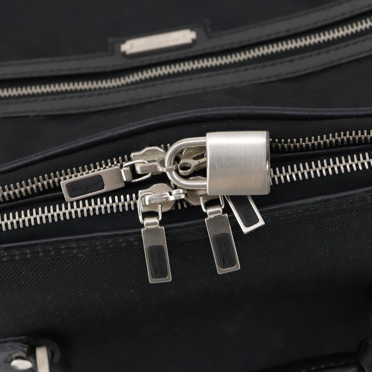 Salvatore Ferragamo Suitcase Canvas Black Silver Auth bs29676