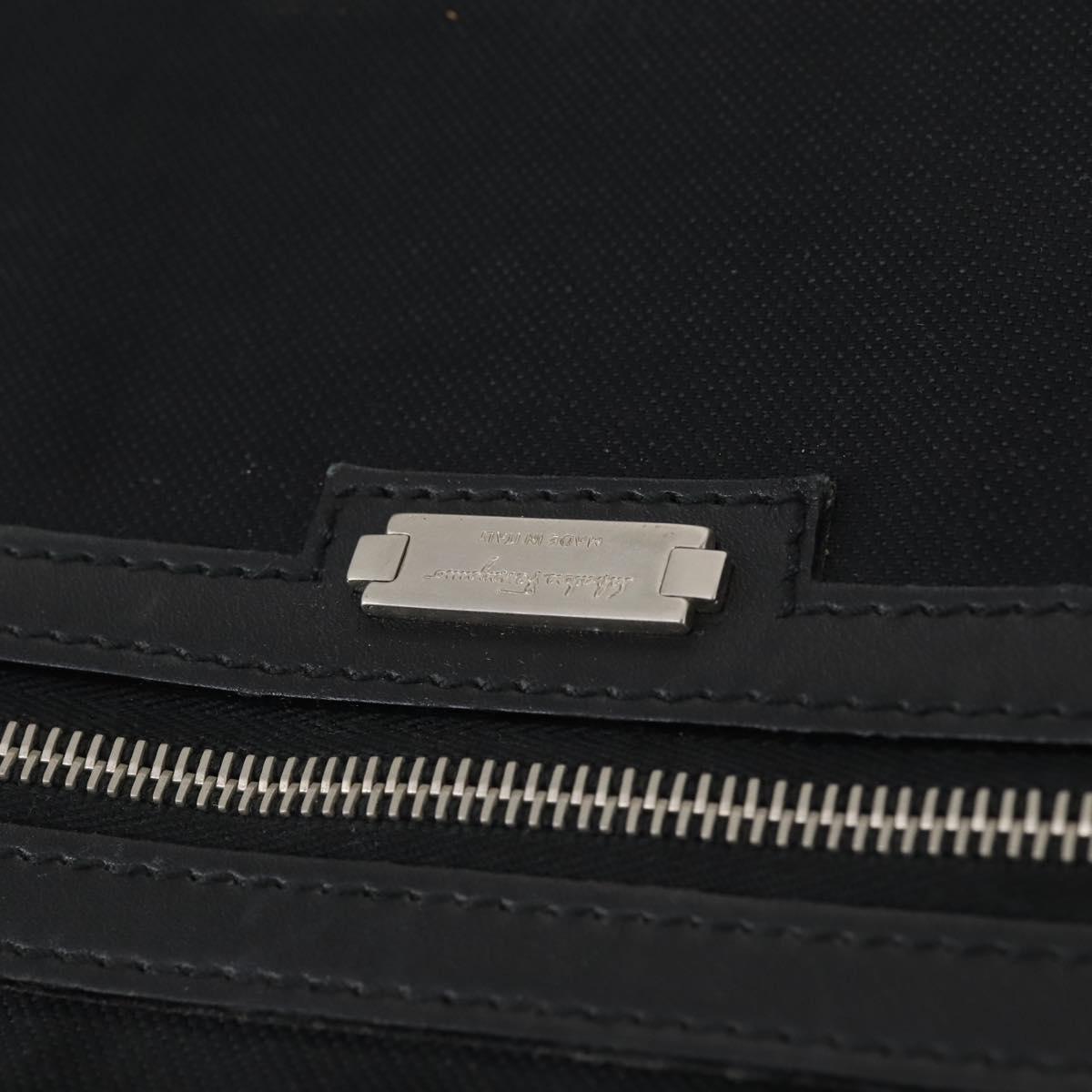 Salvatore Ferragamo Suitcase Canvas Black Silver Auth bs29676