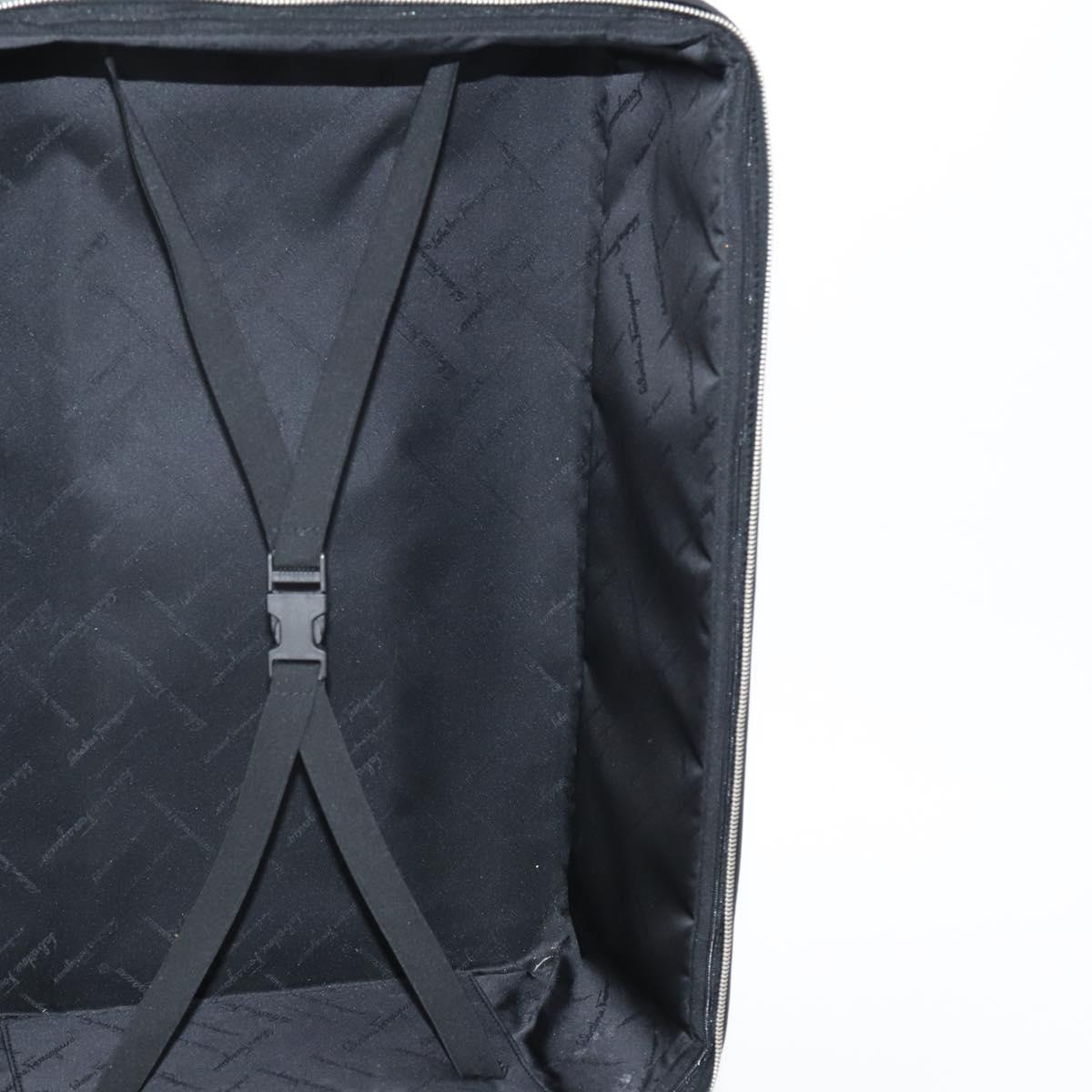 Salvatore Ferragamo Suitcase Canvas Black Silver Auth bs29676