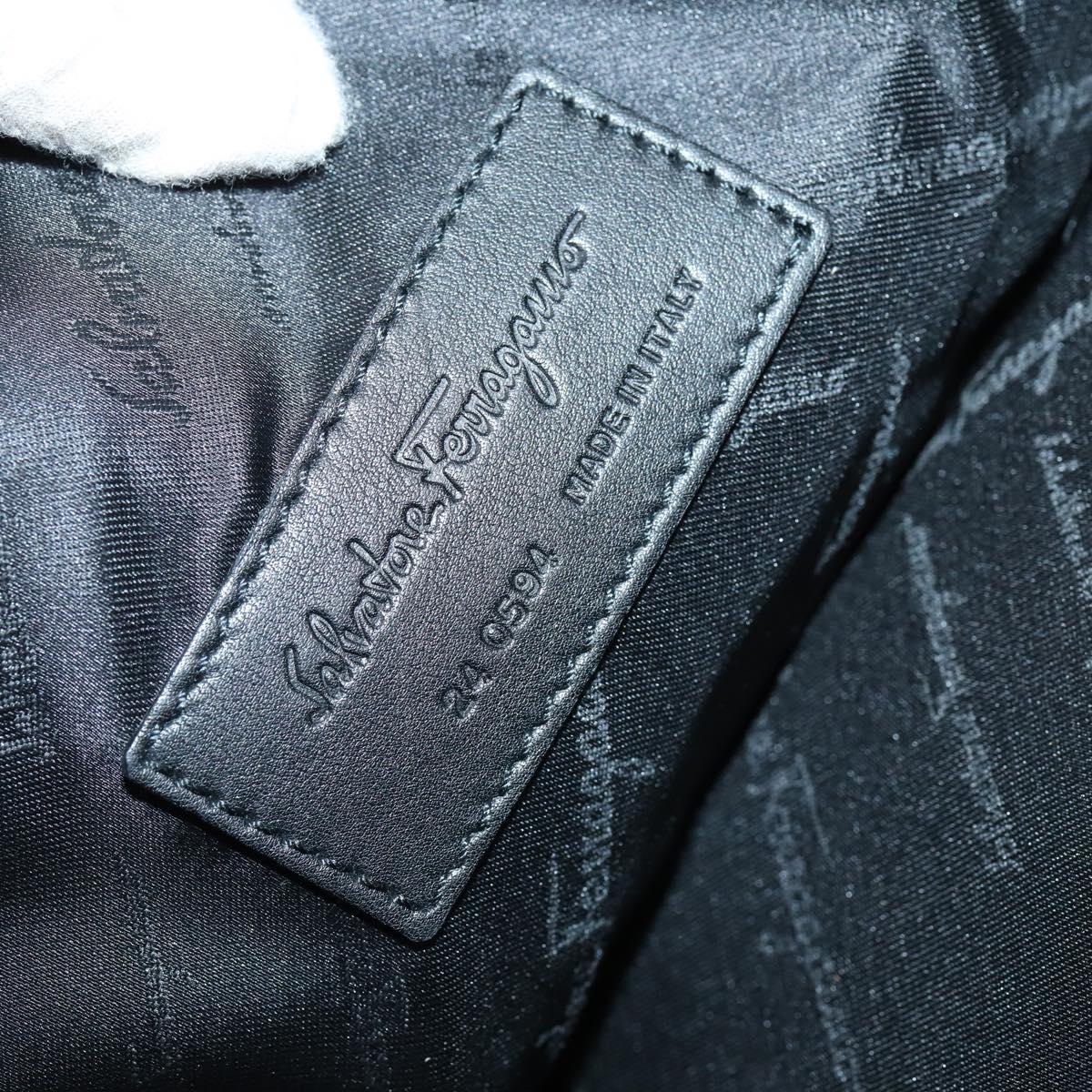 Salvatore Ferragamo Suitcase Canvas Black Silver Auth bs29676