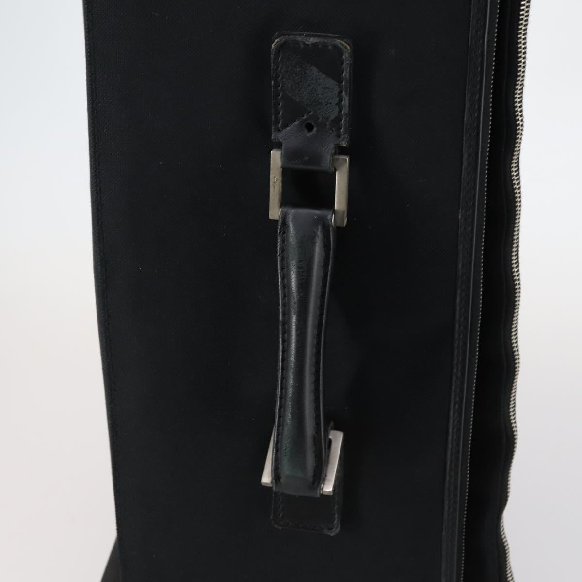 Salvatore Ferragamo Suitcase Canvas Black Silver Auth bs29676