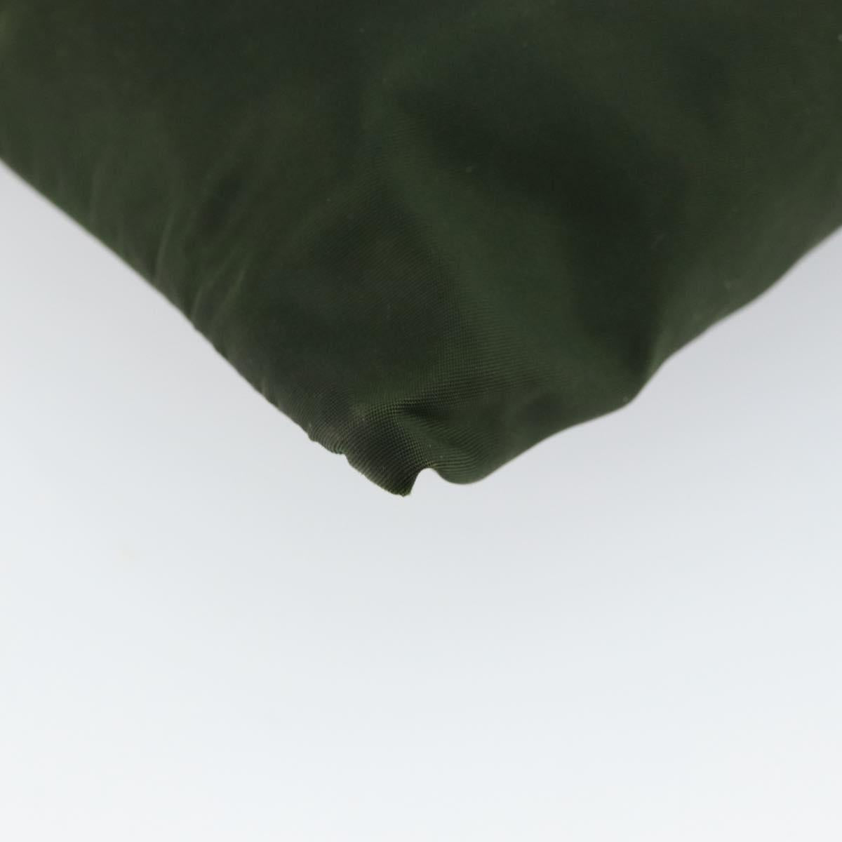 PRADA Shoulder Bag Nylon Khaki Silver Auth bs29677