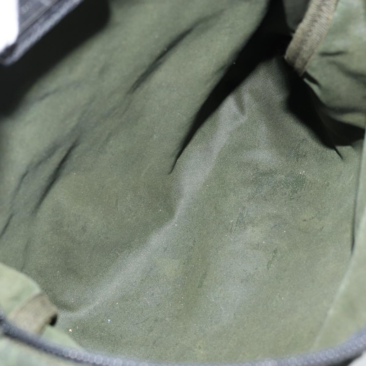 PRADA Shoulder Bag Nylon Khaki Silver Auth bs29677