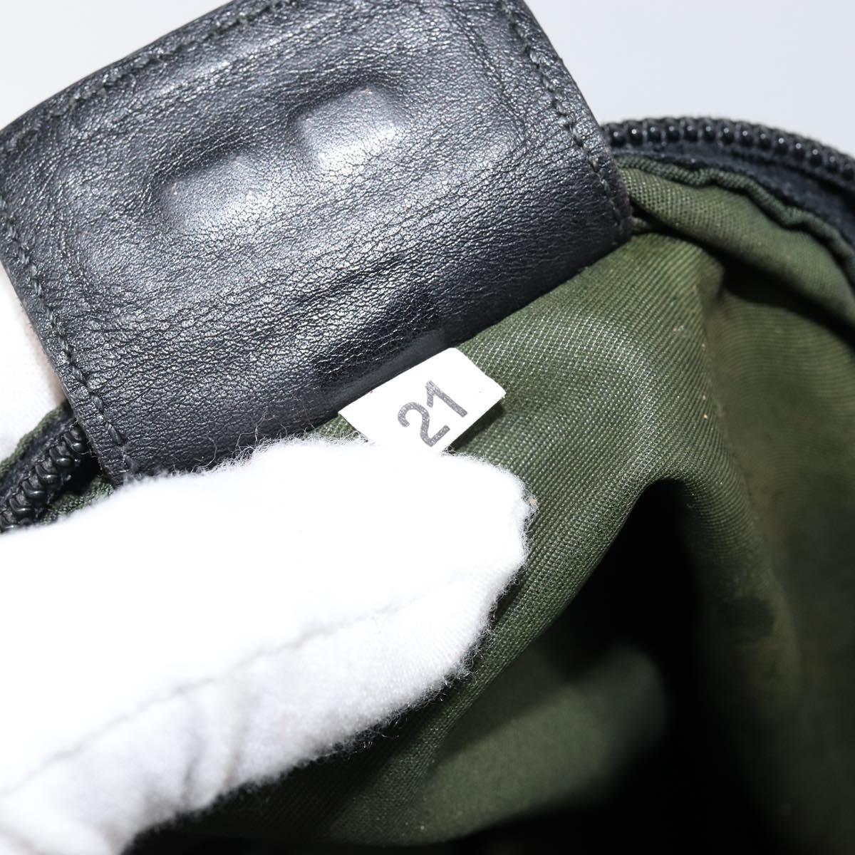 PRADA Shoulder Bag Nylon Khaki Silver Auth bs29677