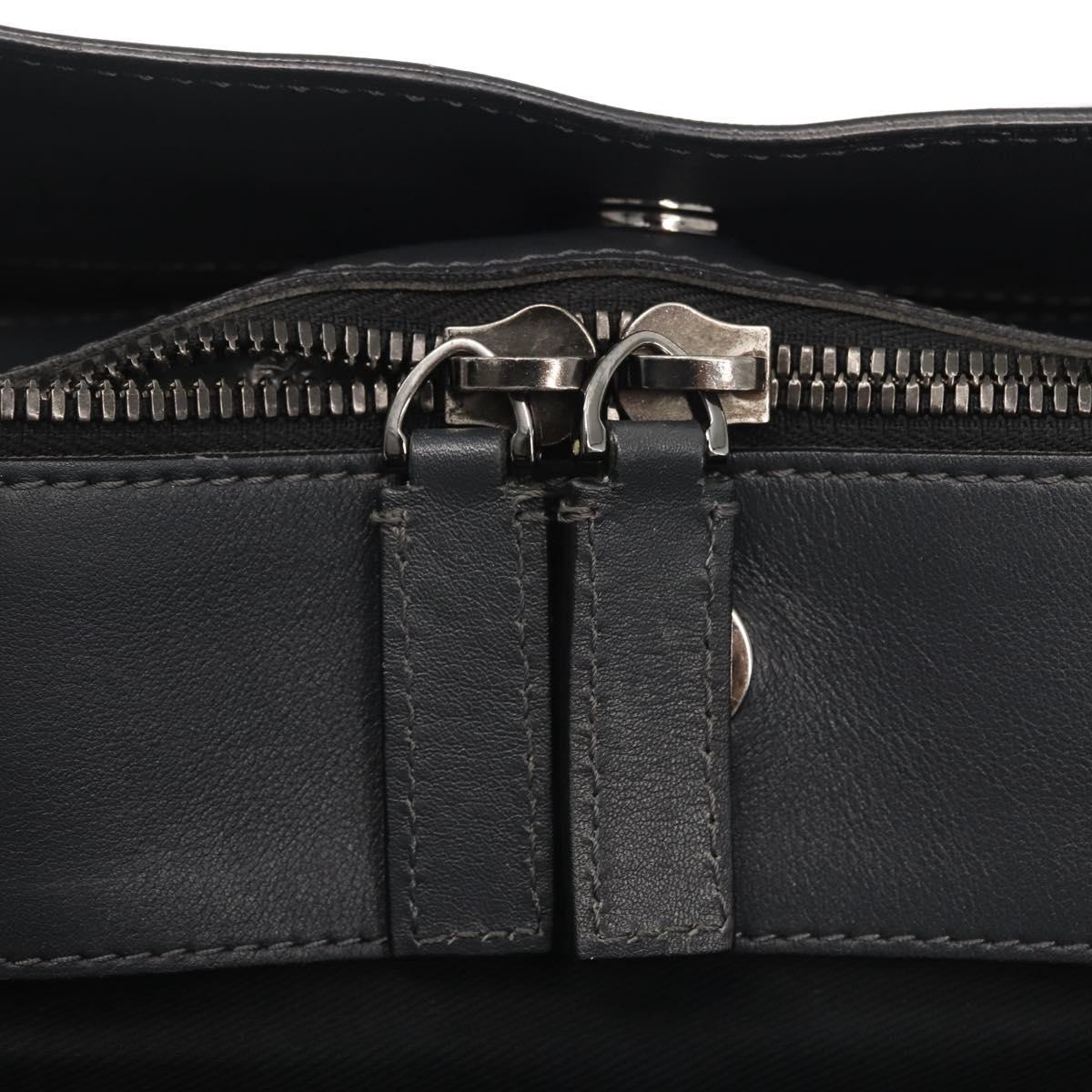 VALENTINO Business Bag Leather Gray Silver Auth bs29682