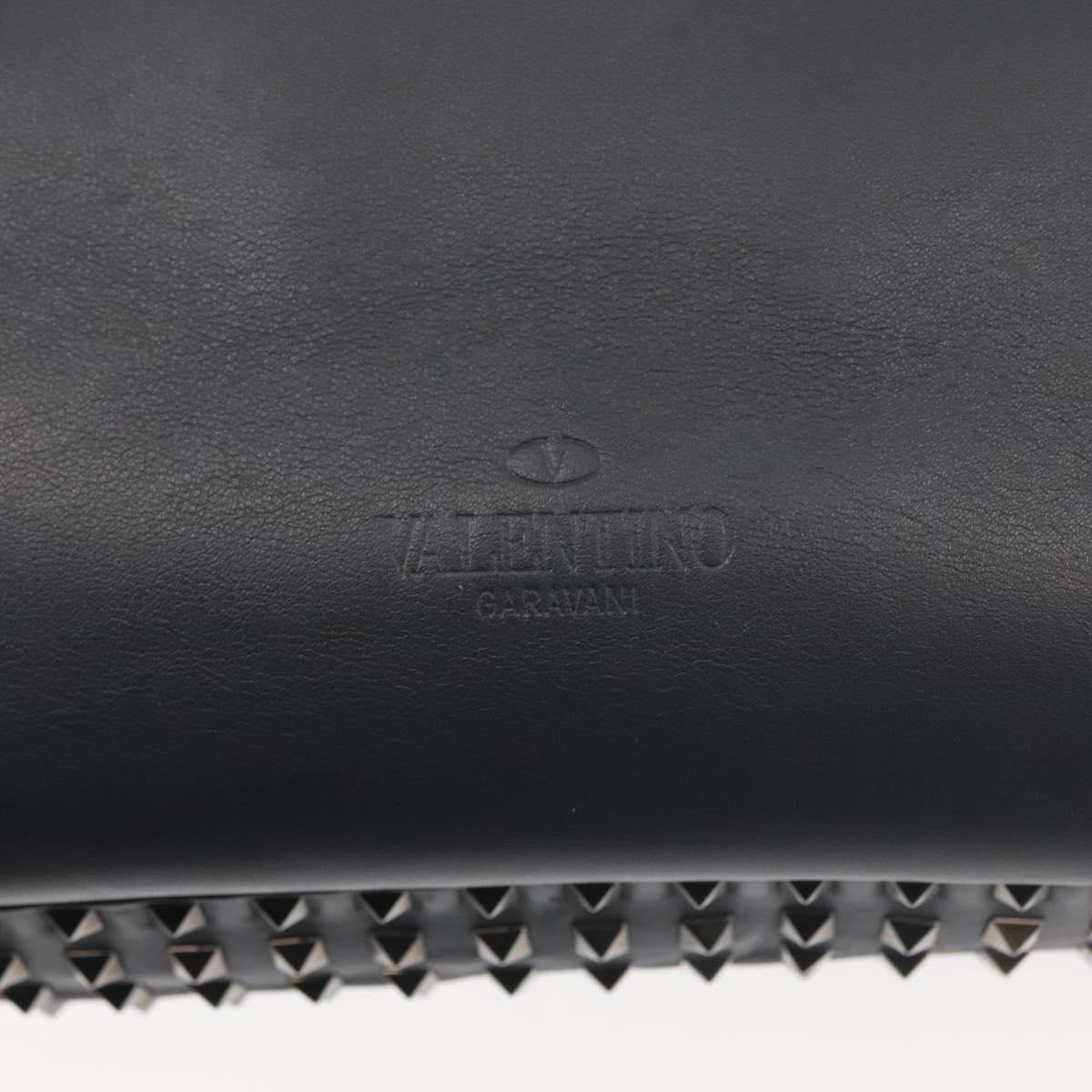 VALENTINO Business Bag Leather Gray Silver Auth bs29682