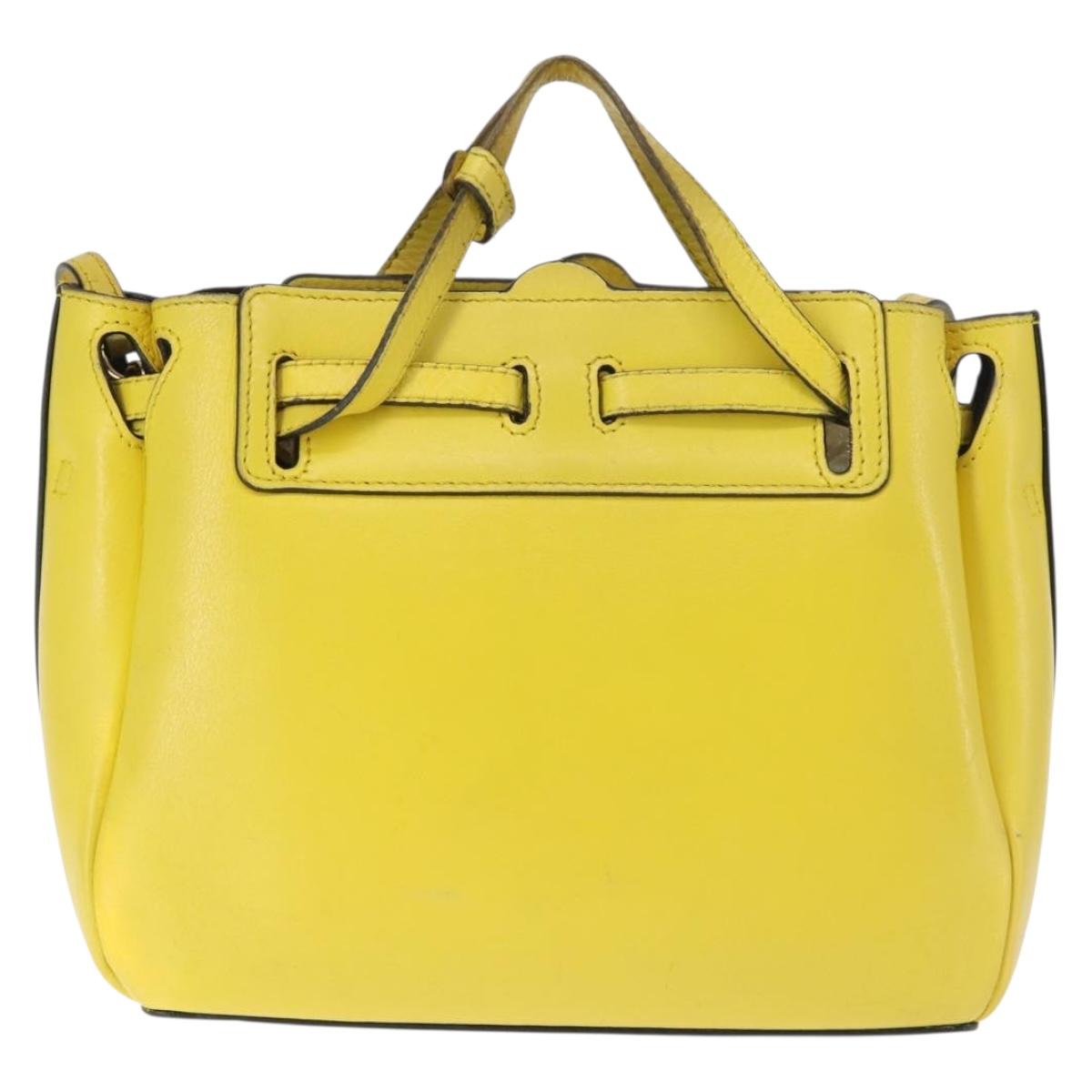 LOEWE Shoulder Bag Leather 2way Yellow Gold Auth bs29684