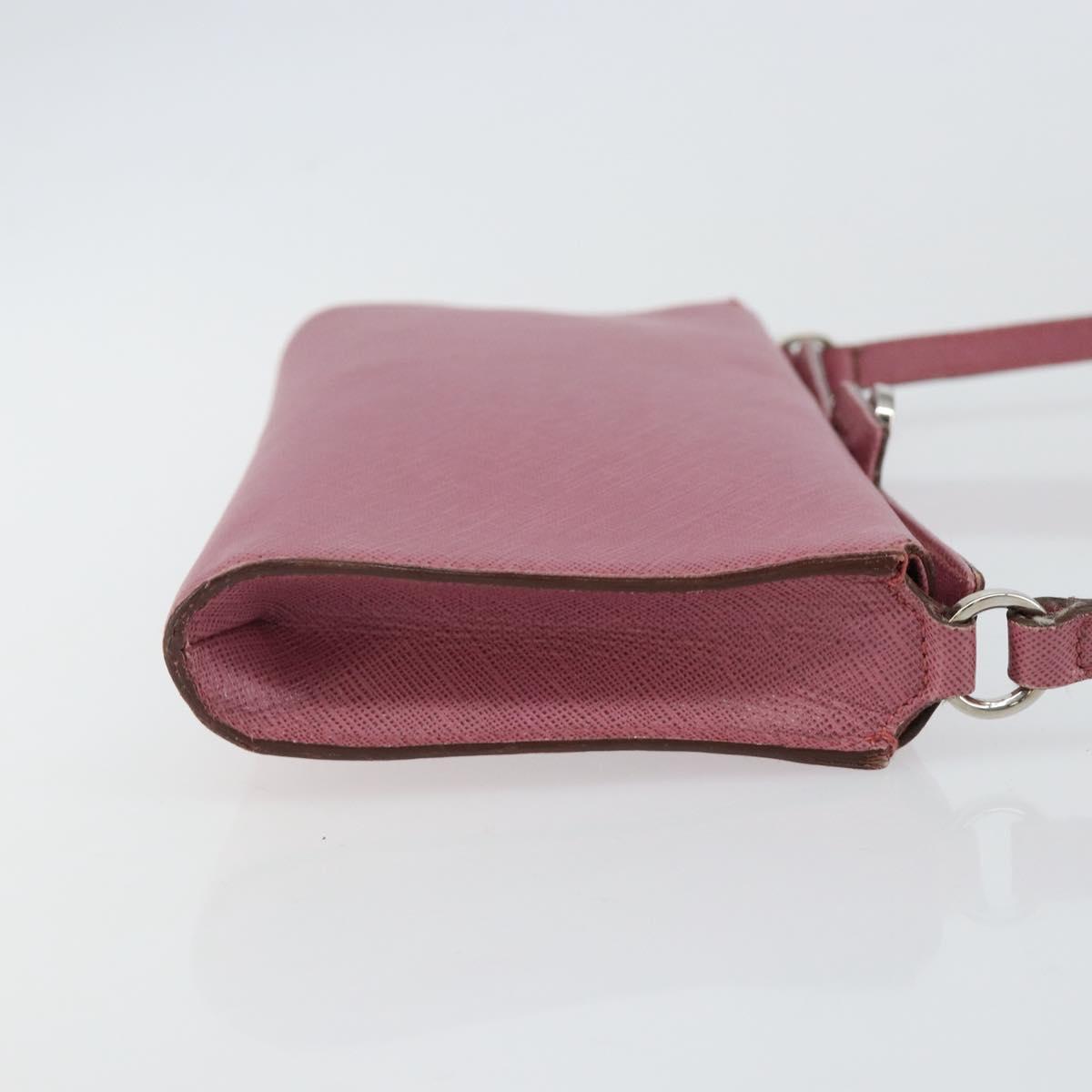 Salvatore Ferragamo Gancini Shoulder Pouch Leather Pink Silver Auth bs29685