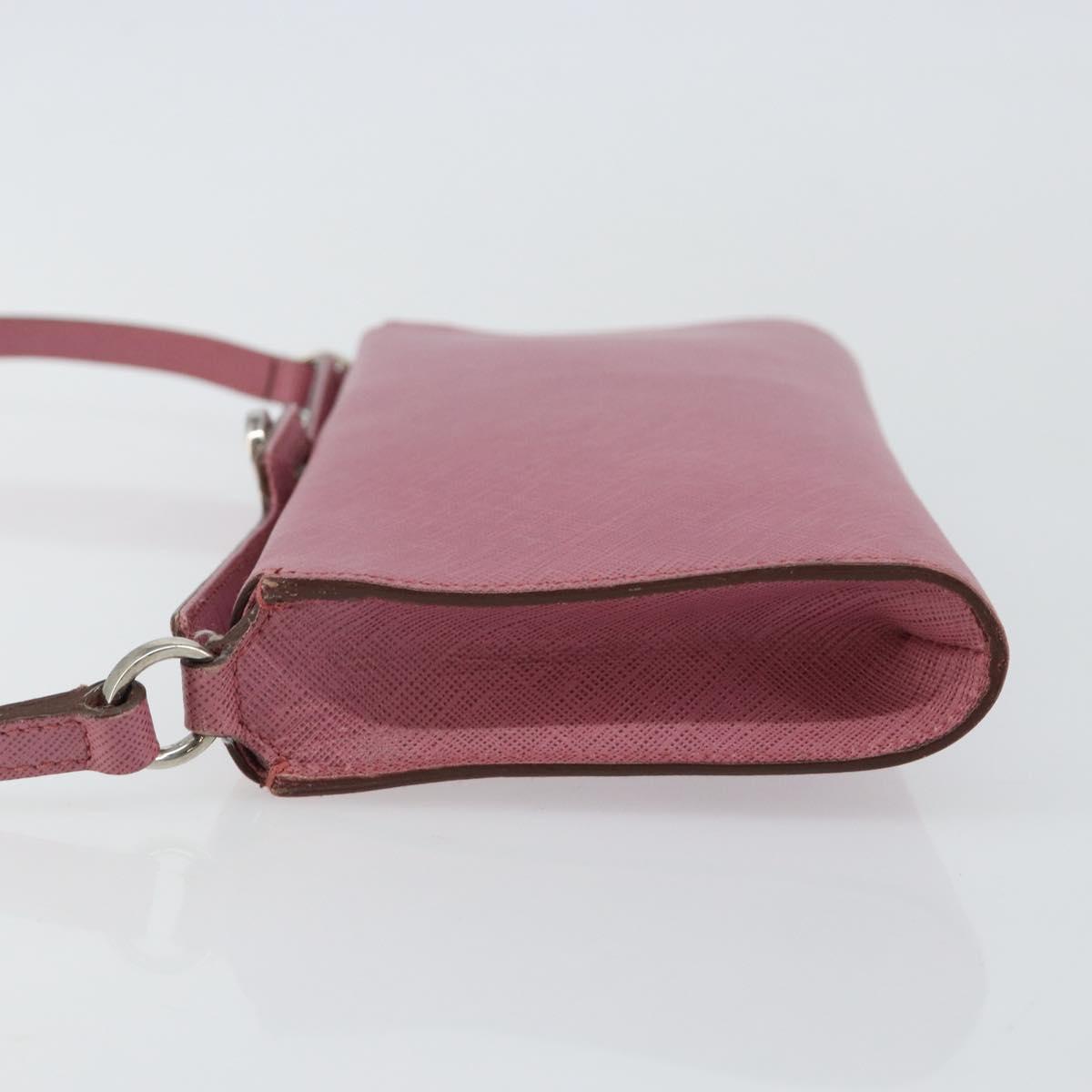 Salvatore Ferragamo Gancini Shoulder Pouch Leather Pink Silver Auth bs29685