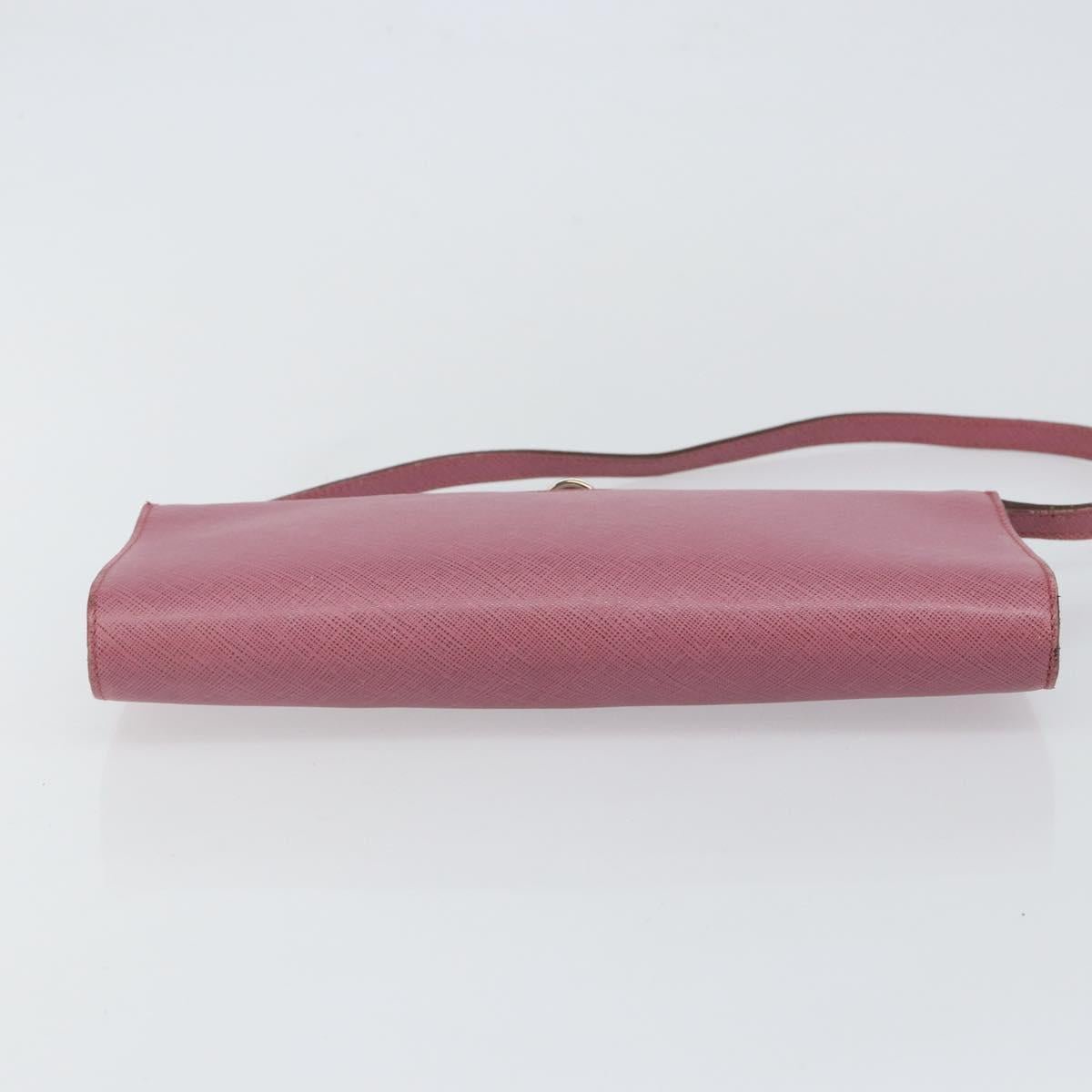 Salvatore Ferragamo Gancini Shoulder Pouch Leather Pink Silver Auth bs29685