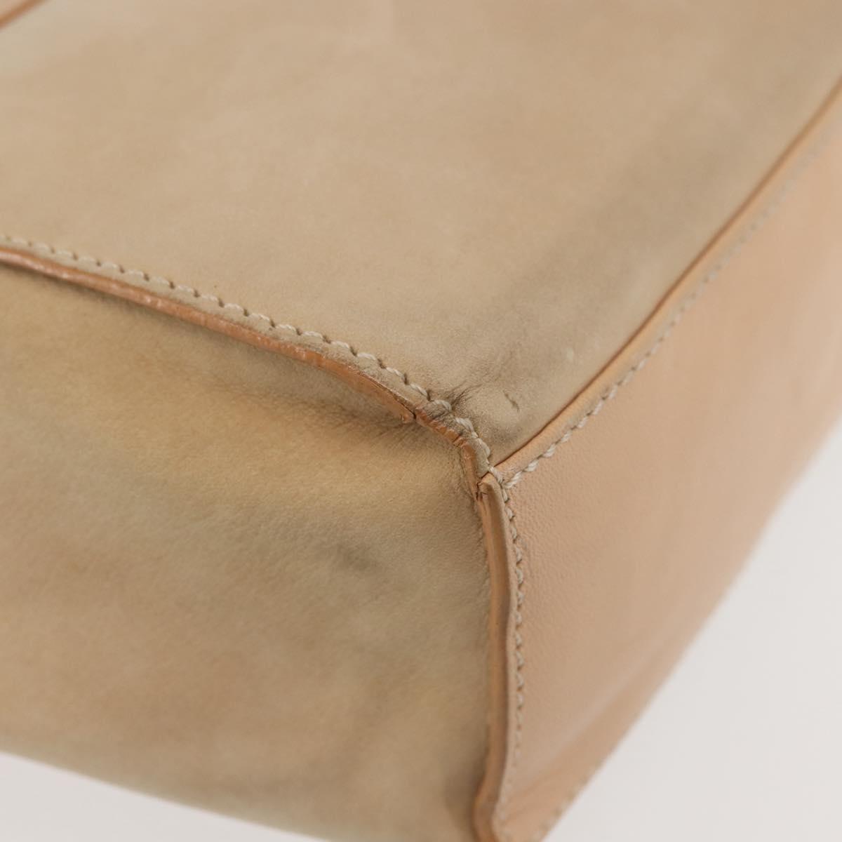 CELINE Shoulder Bag Suede Leather 2way Beige Gold Auth bs29686