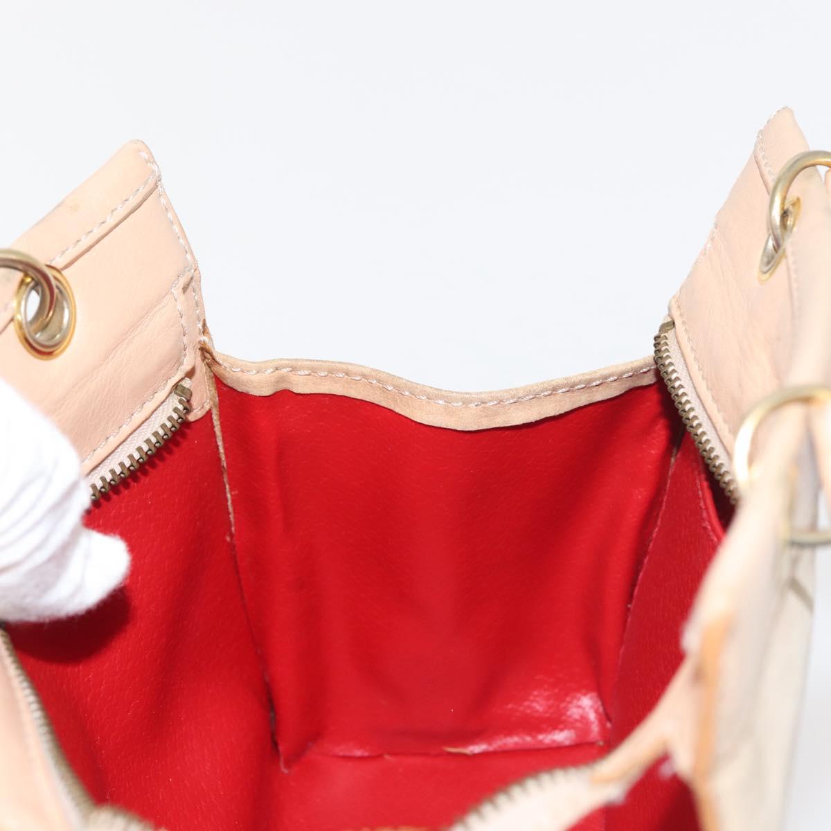 CELINE Shoulder Bag Suede Leather 2way Beige Gold Auth bs29686