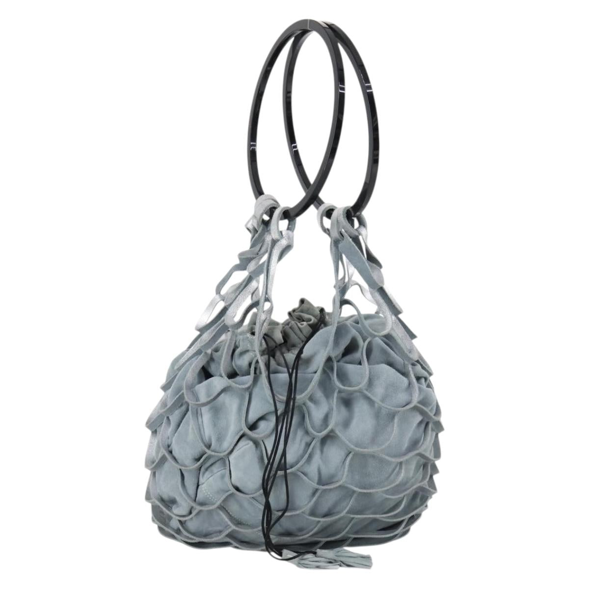 Salvatore Ferragamo Shoulder Bag Suede Silver Black Auth bs29687