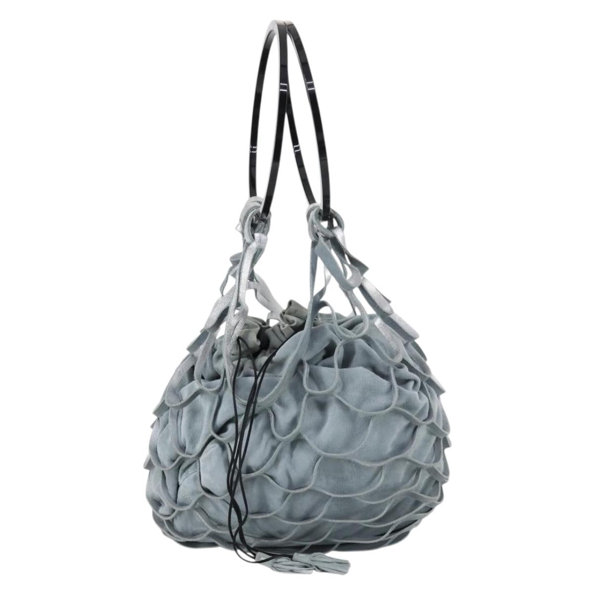 Salvatore Ferragamo Shoulder Bag Suede Silver Black Auth bs29687